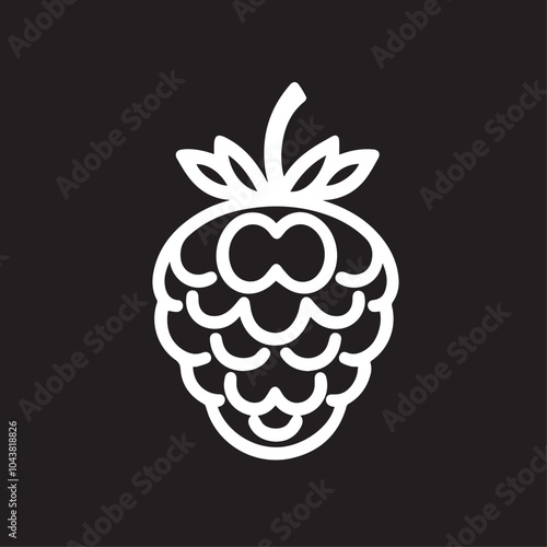 Raspberries In cartoon, hand-drawn flat style. image for social media, websites and UI. Isolated 2D vector design in logo, icon, sketch style, simple line vector, single color. AI Generative Art.