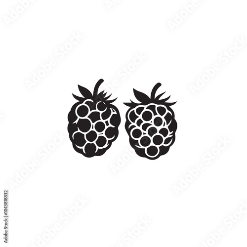 Raspberries In cartoon, hand-drawn flat style. image for social media, websites and UI. Isolated 2D vector design in logo, icon, sketch style, simple line vector, single color. AI Generative Art.