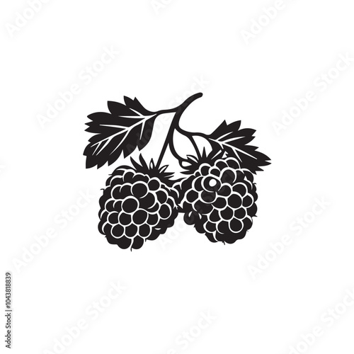 Raspberries In cartoon, hand-drawn flat style. image for social media, websites and UI. Isolated 2D vector design in logo, icon, sketch style, simple line vector, single color. AI Generative Art.