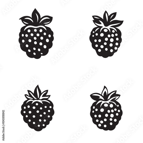 Raspberries In cartoon, hand-drawn flat style. image for social media, websites and UI. Isolated 2D vector design in logo, icon, sketch style, simple line vector, single color. AI Generative Art.