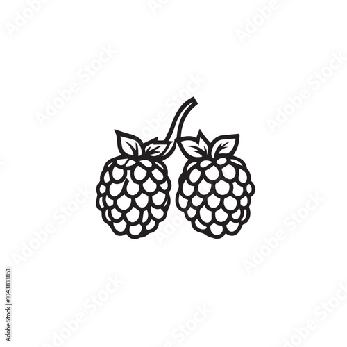 Raspberries In cartoon, hand-drawn flat style. image for social media, websites and UI. Isolated 2D vector design in logo, icon, sketch style, simple line vector, single color. AI Generative Art.