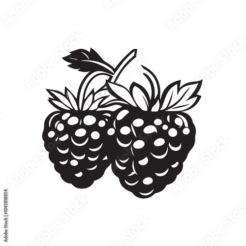 Raspberries In cartoon, hand-drawn flat style. image for social media, websites and UI. Isolated 2D vector design in logo, icon, sketch style, simple line vector, single color. AI Generative Art.