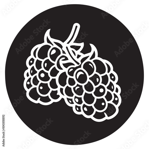 Raspberries In cartoon, hand-drawn flat style. image for social media, websites and UI. Isolated 2D vector design in logo, icon, sketch style, simple line vector, single color. AI Generative Art.