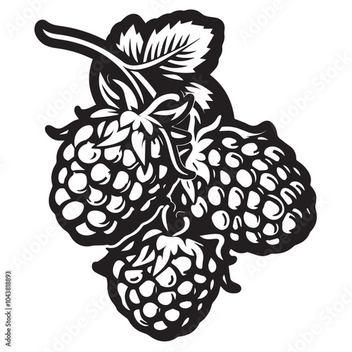 Raspberries In cartoon, hand-drawn flat style. image for social media, websites and UI. Isolated 2D vector design in logo, icon, sketch style, simple line vector, single color. AI Generative Art.