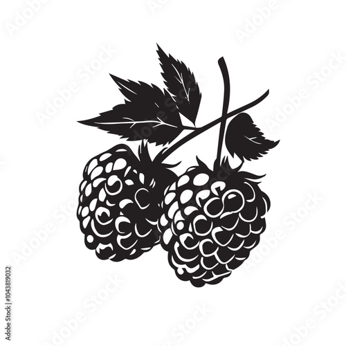 Raspberries In cartoon, hand-drawn flat style. image for social media, websites and UI. Isolated 2D vector design in logo, icon, sketch style, simple line vector, single color. AI Generative Art.