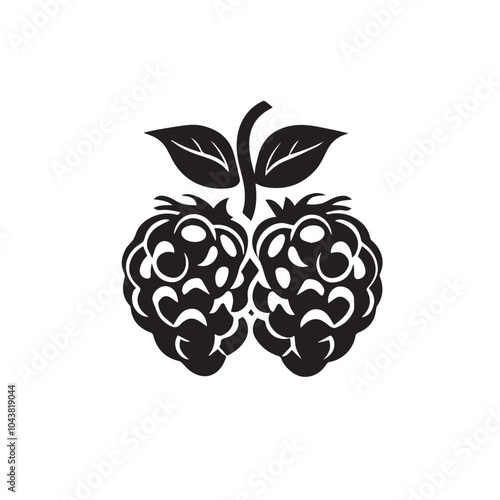 Raspberries In cartoon, hand-drawn flat style. image for social media, websites and UI. Isolated 2D vector design in logo, icon, sketch style, simple line vector, single color. AI Generative Art.