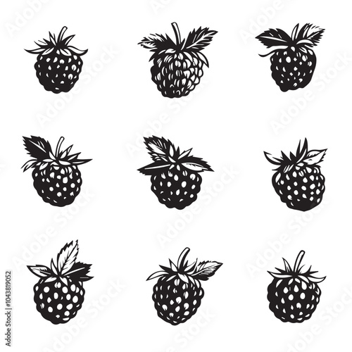 Raspberries In cartoon, hand-drawn flat style. image for social media, websites and UI. Isolated 2D vector design in logo, icon, sketch style, simple line vector, single color. AI Generative Art.