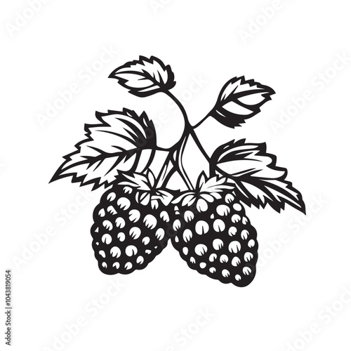 Raspberries In cartoon, hand-drawn flat style. image for social media, websites and UI. Isolated 2D vector design in logo, icon, sketch style, simple line vector, single color. AI Generative Art.