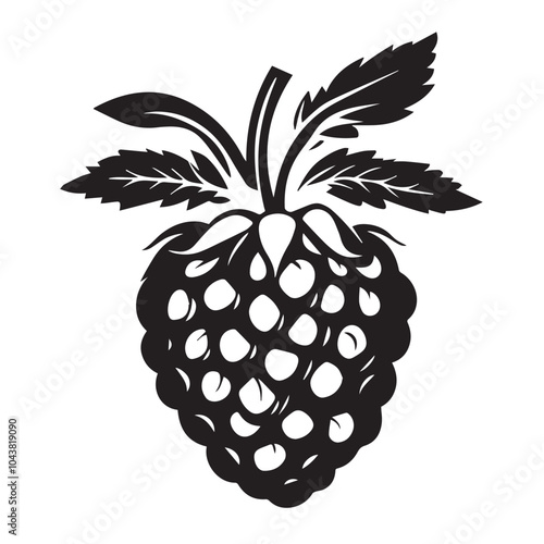 Raspberries In cartoon, hand-drawn flat style. image for social media, websites and UI. Isolated 2D vector design in logo, icon, sketch style, simple line vector, single color. AI Generative Art.