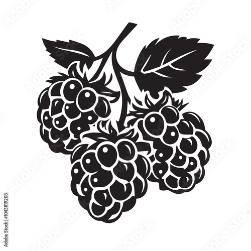 Raspberries In cartoon, hand-drawn flat style. image for social media, websites and UI. Isolated 2D vector design in logo, icon, sketch style, simple line vector, single color. AI Generative Art.
