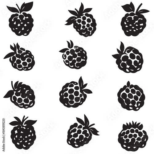 Raspberries In cartoon, hand-drawn flat style. image for social media, websites and UI. Isolated 2D vector design in logo, icon, sketch style, simple line vector, single color. AI Generative Art.