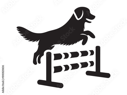 Silhouette of a Dog Performing Agility on a White Background.