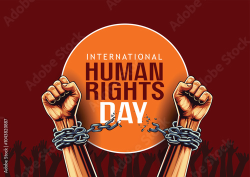 international Human Rights Day. drawn fist raise up breaking chain. abstract vector Illustration design.