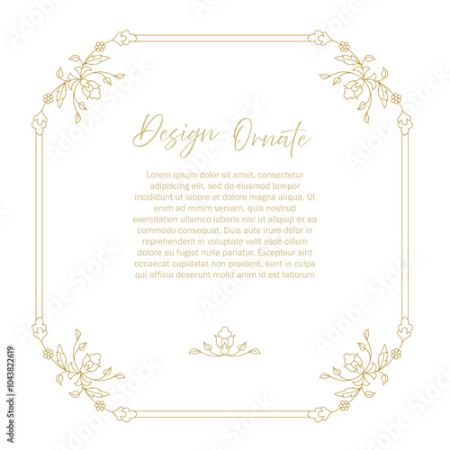 Vector ornamental decorative frame. Elegant ornate element for design template, place for text. Luxury east floral border. Lace decor for birthday and greeting card, wedding invitation,certificate. photo