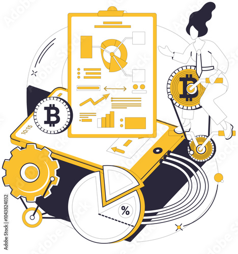 Cryptocurrency investment vector illustration. Harness power crypto for profitable journey in digital economy Crafting winning strategy is key to mastering art crypto investment Digital progress