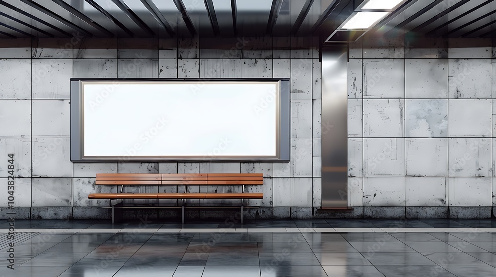 Horizontal blank billboard on a metro station wall mockup Horizontal blank billboard on a metro station wall mockup