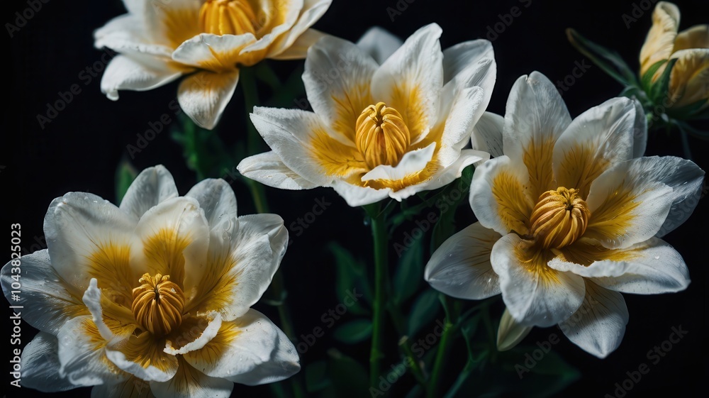 Naklejka premium Flower, Petals, Red, Yellow, White, Roses, Plants, Pollen, Green