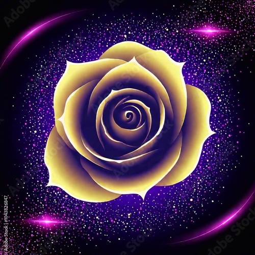 Magical Rose with Sparkles: A cartoon-style rose glowing with magical sparkles around it. The petals are drawn with intricate, flowing lines, and the illustration is filled with a sense of wonder and
