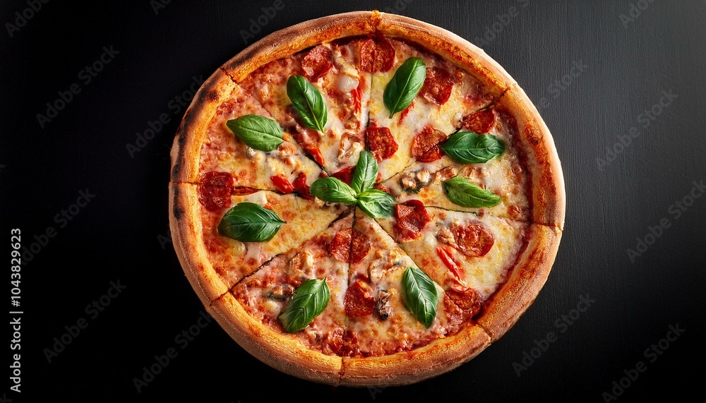 pizza on a black background pizza on a black background