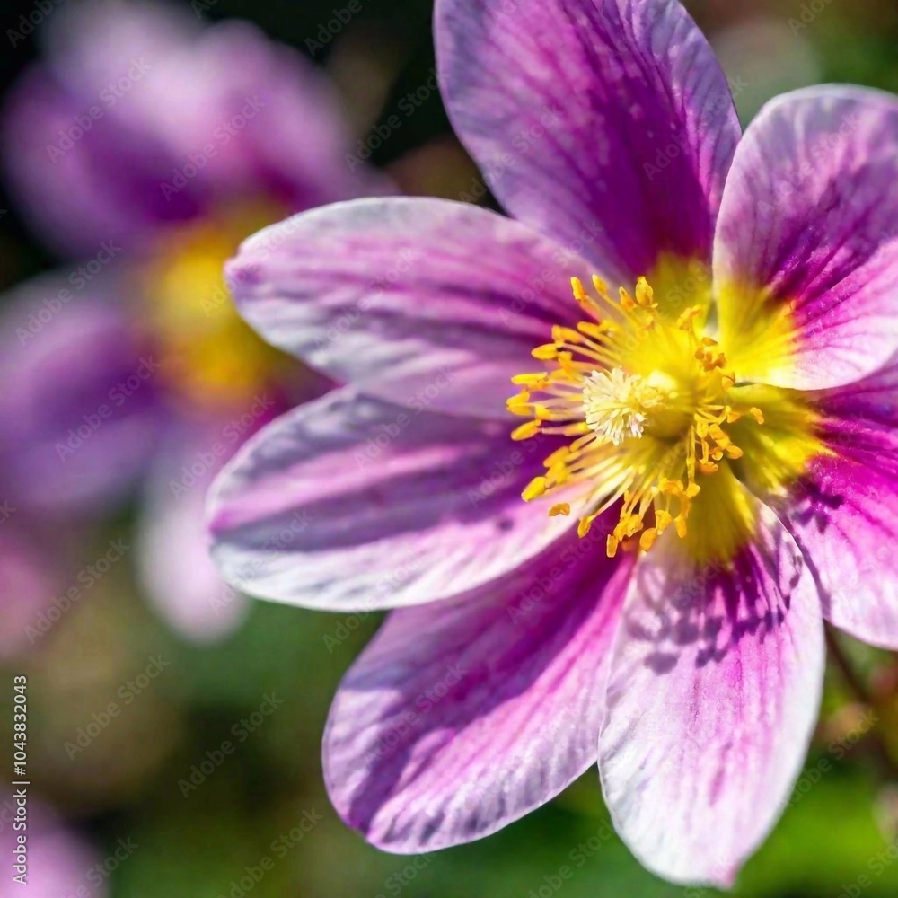a macro image of a springtime flower with an emphasis on the delicate veins of its petals and the soft, fuzzy texture of its stamen. Choose a flower such as a primrose or a columbine for this close a macro image of a springtime flower with an emphasis on the delicate veins of its petals and the soft, fuzzy texture of its stamen. Choose a flower such as a primrose or a columbine for this close