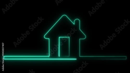 Wallpaper Mural neon glowing home icon animation on black background. social media communication concept, also used as bank logo Torontodigital.ca