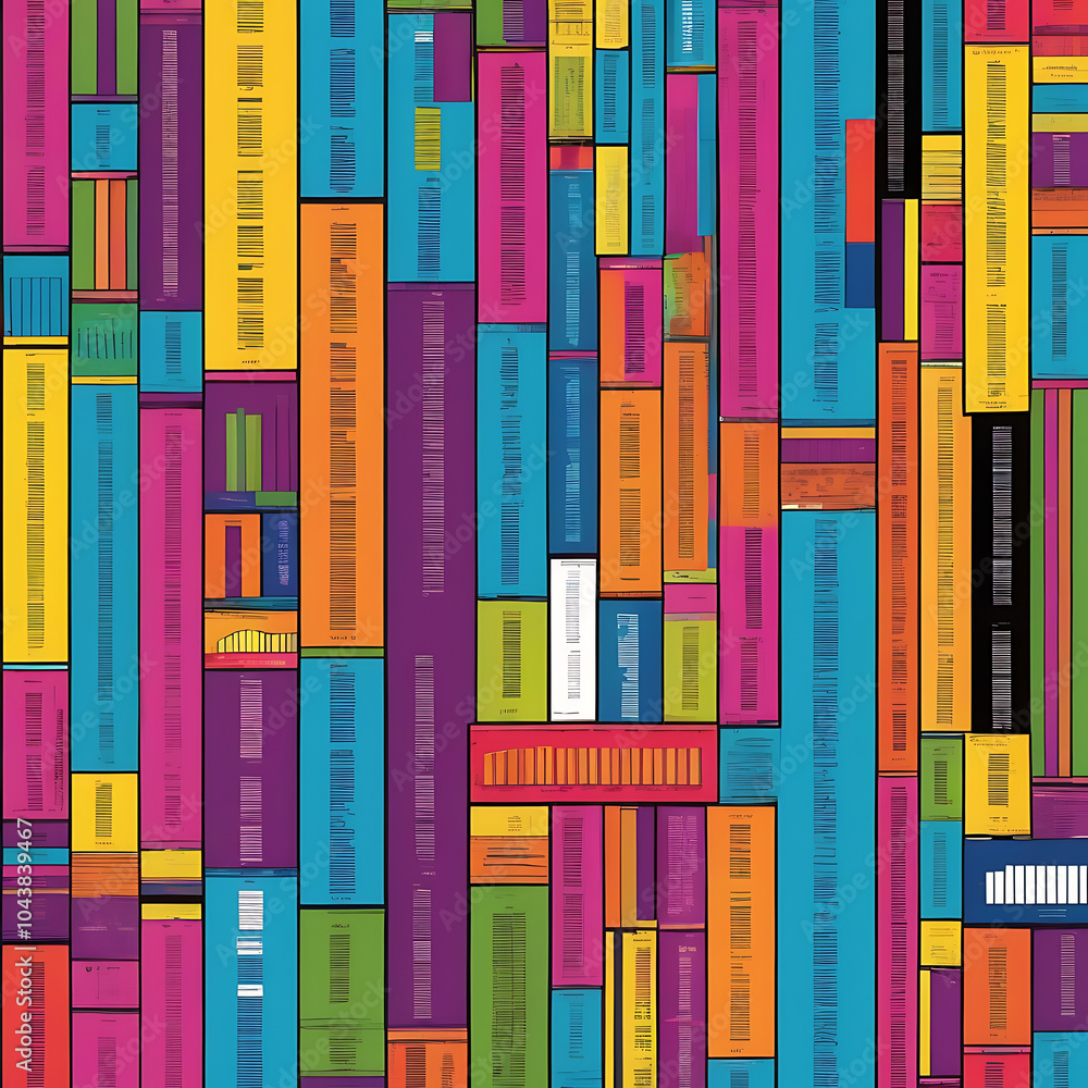 Naklejka premium Abstract Colorful Geometric Pattern, A mesmerizing kaleidoscope of color and geometric shapes creates a vibrant and dynamic abstract background.