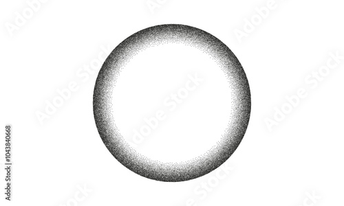 Noise gradient circle frame. Stippled halftone dotted textured vector design element