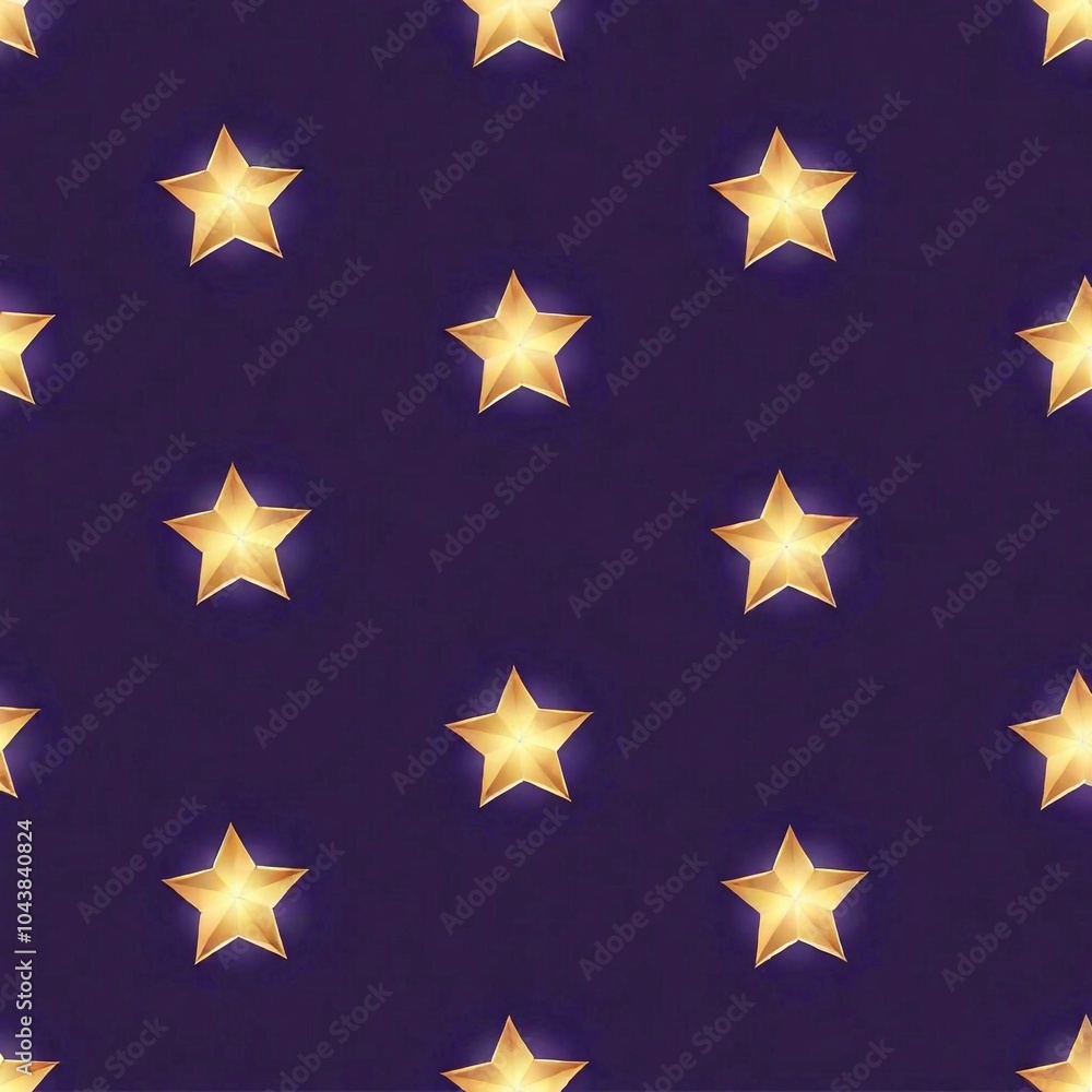 A seamless star pattern featuring shimmering gold stars on a dark purple background, evoking a magical feel A seamless star pattern featuring shimmering gold stars on a dark purple background, evoking a magical feel