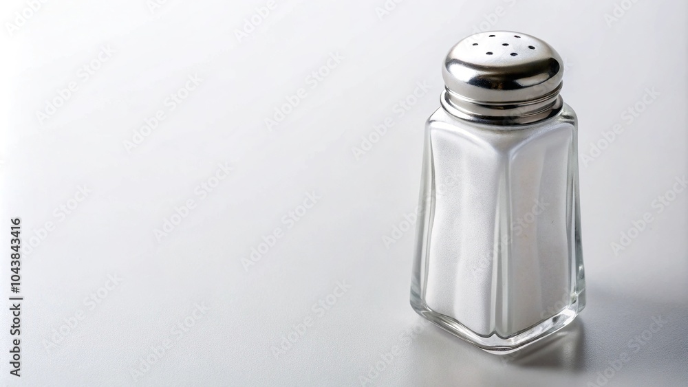 Salt shaker on white background with long shot Salt shaker on white background with long shot