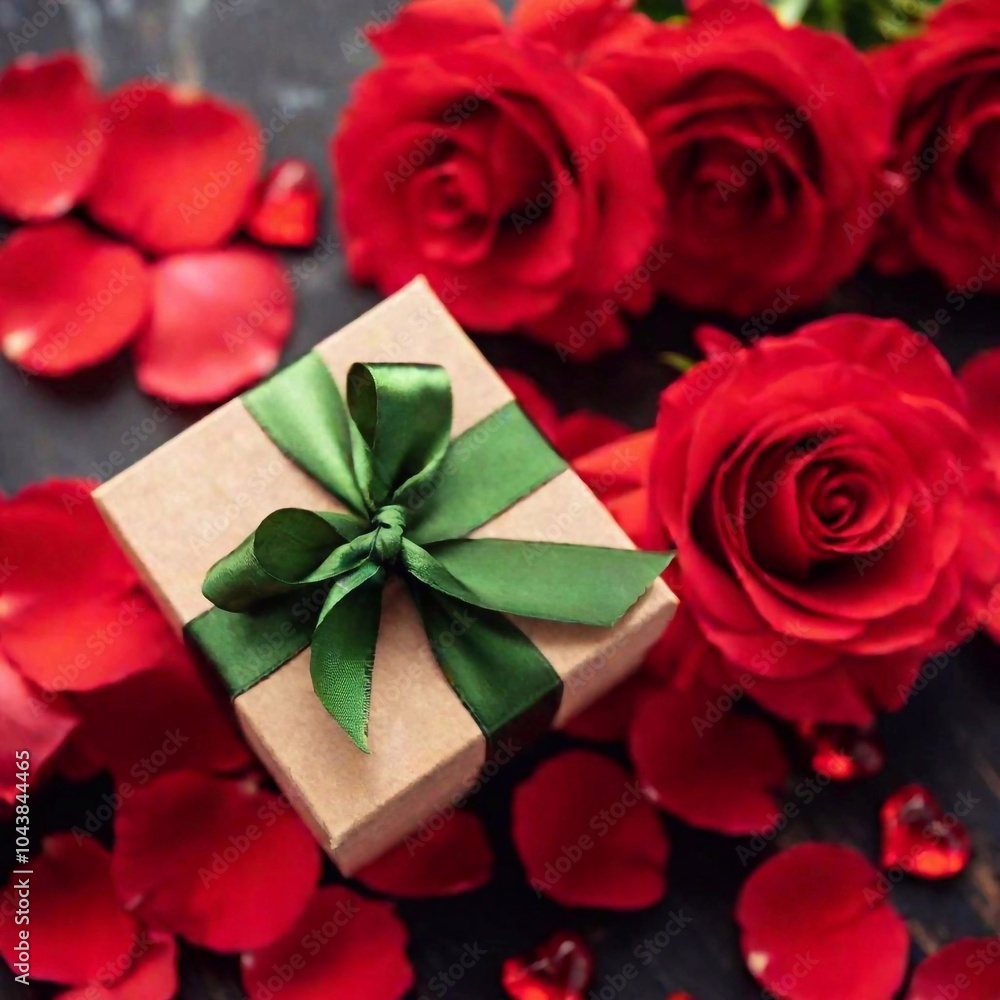 close-up shot a giftbox on romantic Valentine's Day blurred background. from above close-up shot a giftbox on romantic Valentine's Day blurred background. from above