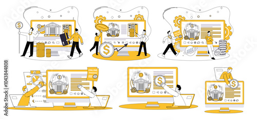 Online banking vector illustration. Navigate digital currents finance with ease through channels online banking is heartbeat financial transactions in vast realm cyberspace