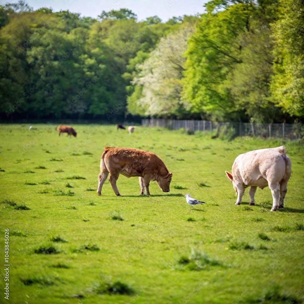 Fototapeta premium cows in the green grass