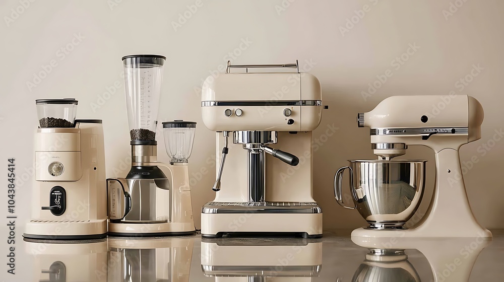 Modern Black Coffee Machine in a Stylish Kitchen with Cup - Sleek Home Appliance Closeup Modern Black Coffee Machine in a Stylish Kitchen with Cup - Sleek Home Appliance Closeup