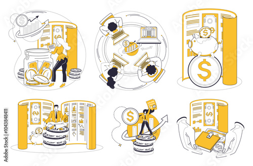 Online banking vector illustration. Money travels effortlessly through digital highways, guided by signposts online banking The symphony financial transactions plays harmoniously in digital orchestra