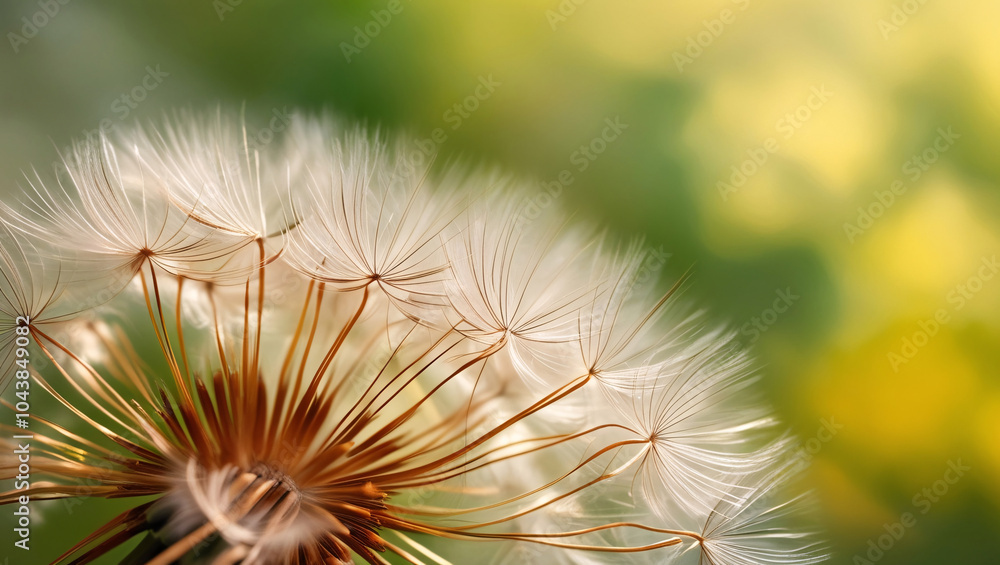 Ethereal Elegance A Close-Up Abstract Photograph of Dandelion Seeds in Warm Golden Tones, Set Against a Dreamy Blurred Background of Green and Yellow Hues Ethereal Elegance A Close-Up Abstract Photograph of Dandelion Seeds in Warm Golden Tones, Set Against a Dreamy Blurred Background of Green and Yellow Hues