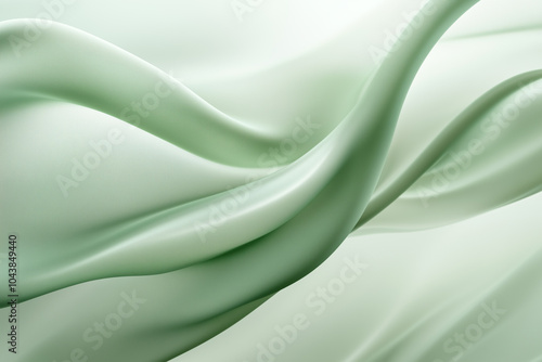 Flowing Green Silk Fabric in Abstract Motion