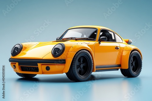 Plastic toy car isolated on a transparent background. Generative AI