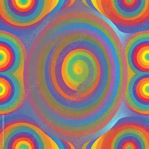 A seamless background with a gradient of rainbow colors swirling together in a spiral pattern