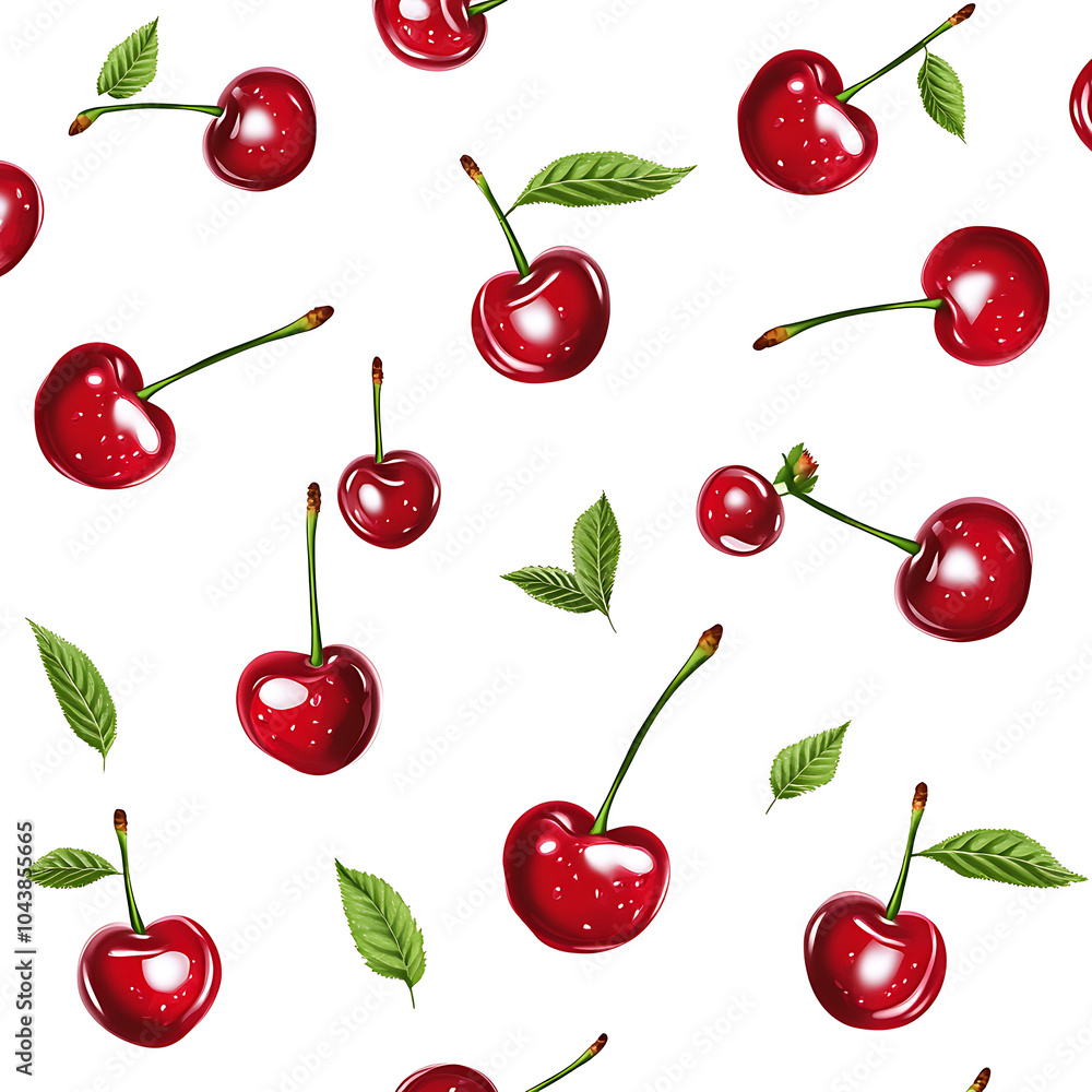 Bright and Ripe Cherry Against White Background Bright and Ripe Cherry Against White Background