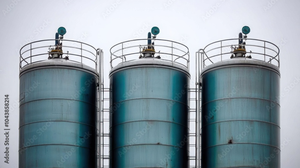 Large Storage Tanks at Fuel Refinery Site Large Storage Tanks at Fuel Refinery Site