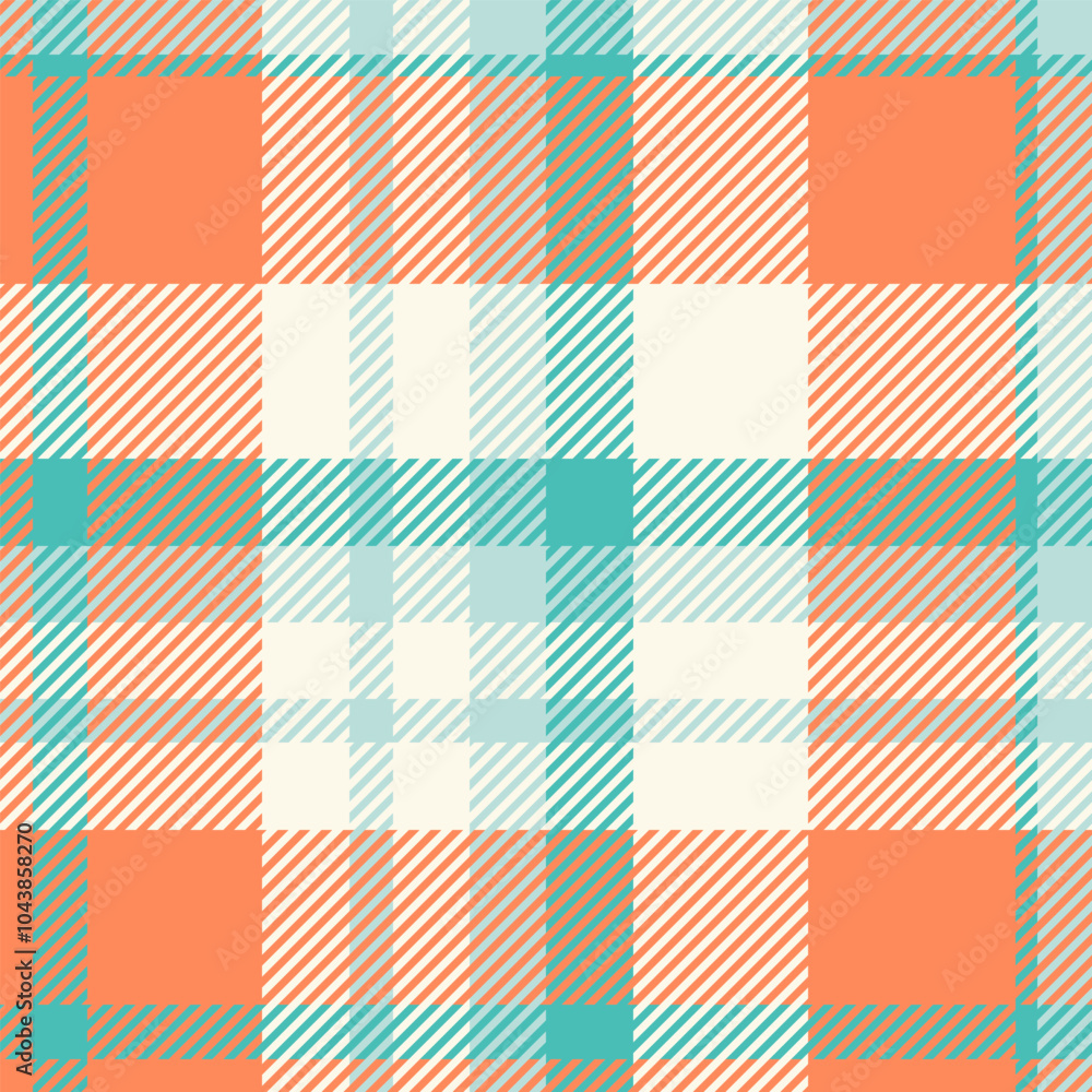 Bandana vector tartan texture, oriental textile background plaid. Flannel pattern seamless check fabric in orange and sea shell colors. Bandana vector tartan texture, oriental textile background plaid. Flannel pattern seamless check fabric in orange and sea shell colors.