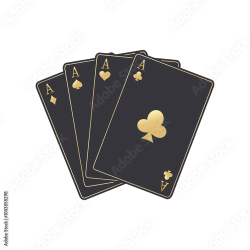 Set of black poker cards. Vector playing cards