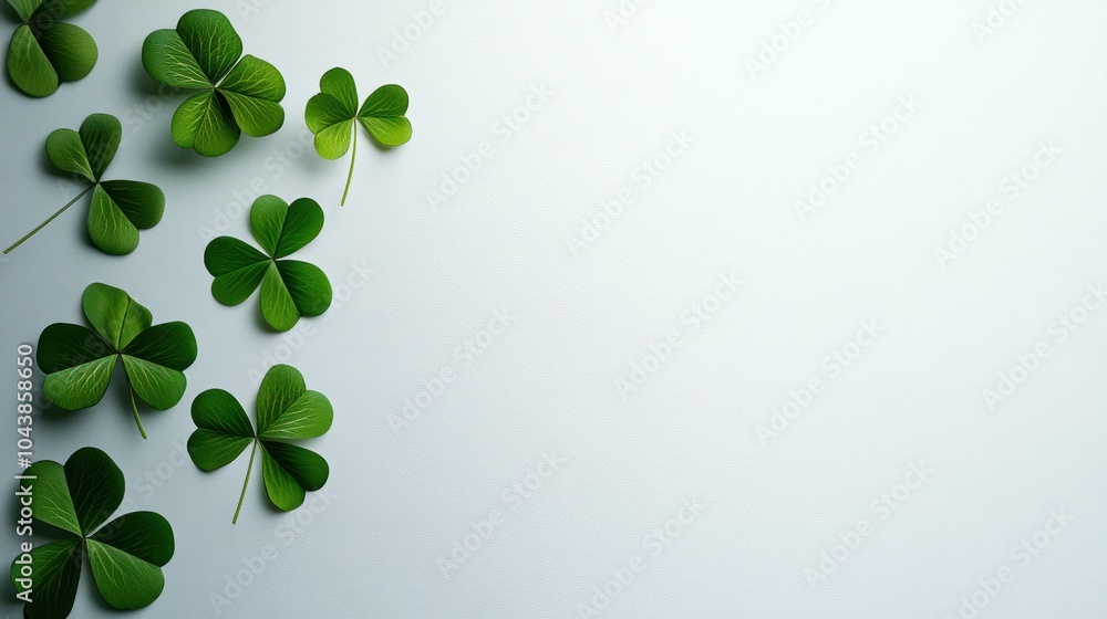 Four leaf clover on a white background. St. Patrick's Day celebration, luck and fortune concept, copy space Four leaf clover on a white background. St. Patrick's Day celebration, luck and fortune concept, copy space