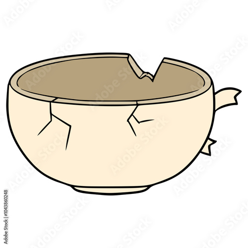 broken teacup illustration hand drawn isolated vector
