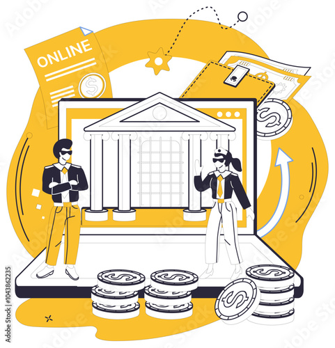 Online banking vector illustration. Online banking is compass guiding businesses through intricate terrain digital finance In digital ballet transactions, online banking pirouettes gracefully as lead