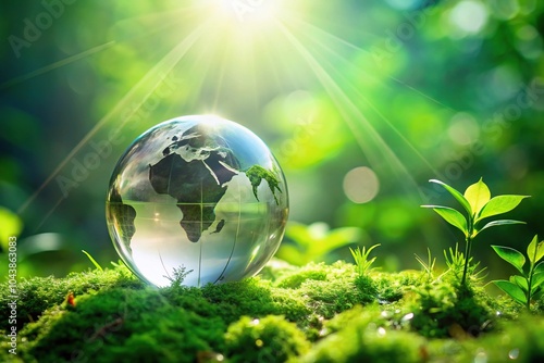 Radiant crystal globe symbolizing sustainability and green future