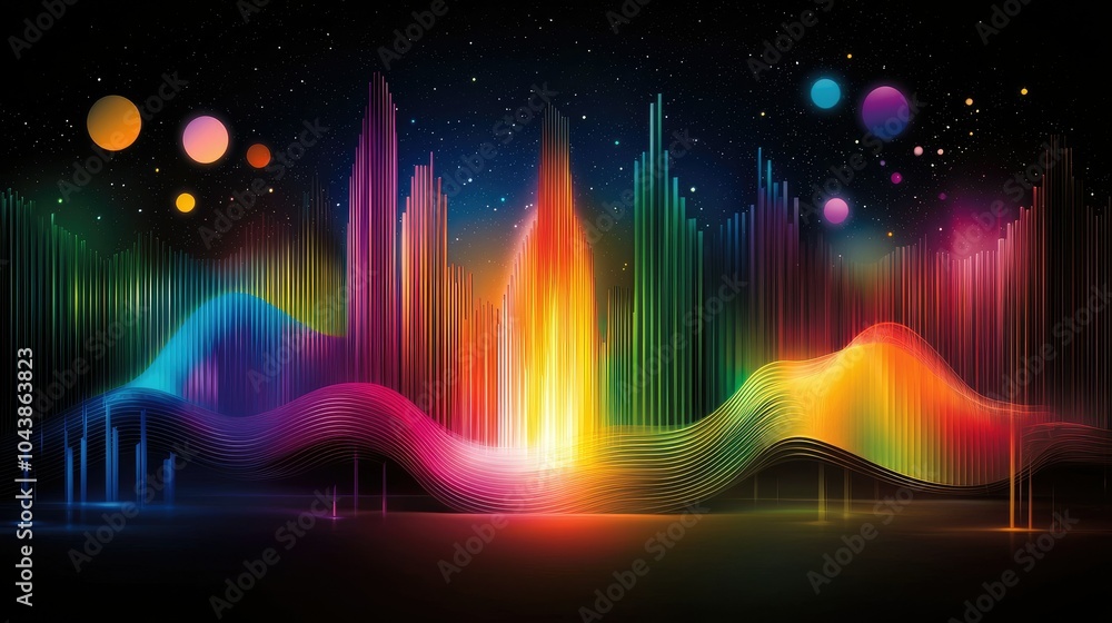 Vibrant Abstract Infographic with Colorful Wave Patterns Vibrant Abstract Infographic with Colorful Wave Patterns