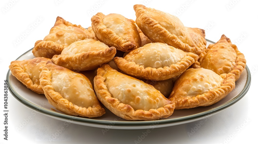 Delicious golden empanadas on a plate - a tempting snack perfect for any occasion Delicious golden empanadas on a plate - a tempting snack perfect for any occasion
