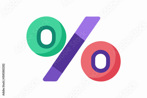 Percent vector icon. Flat cyan symbol