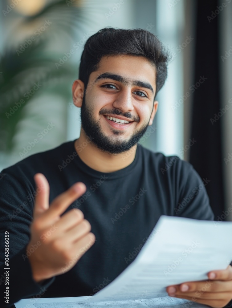 Young Male with Sign of Approval or Endorsement Young Male with Sign of Approval or Endorsement